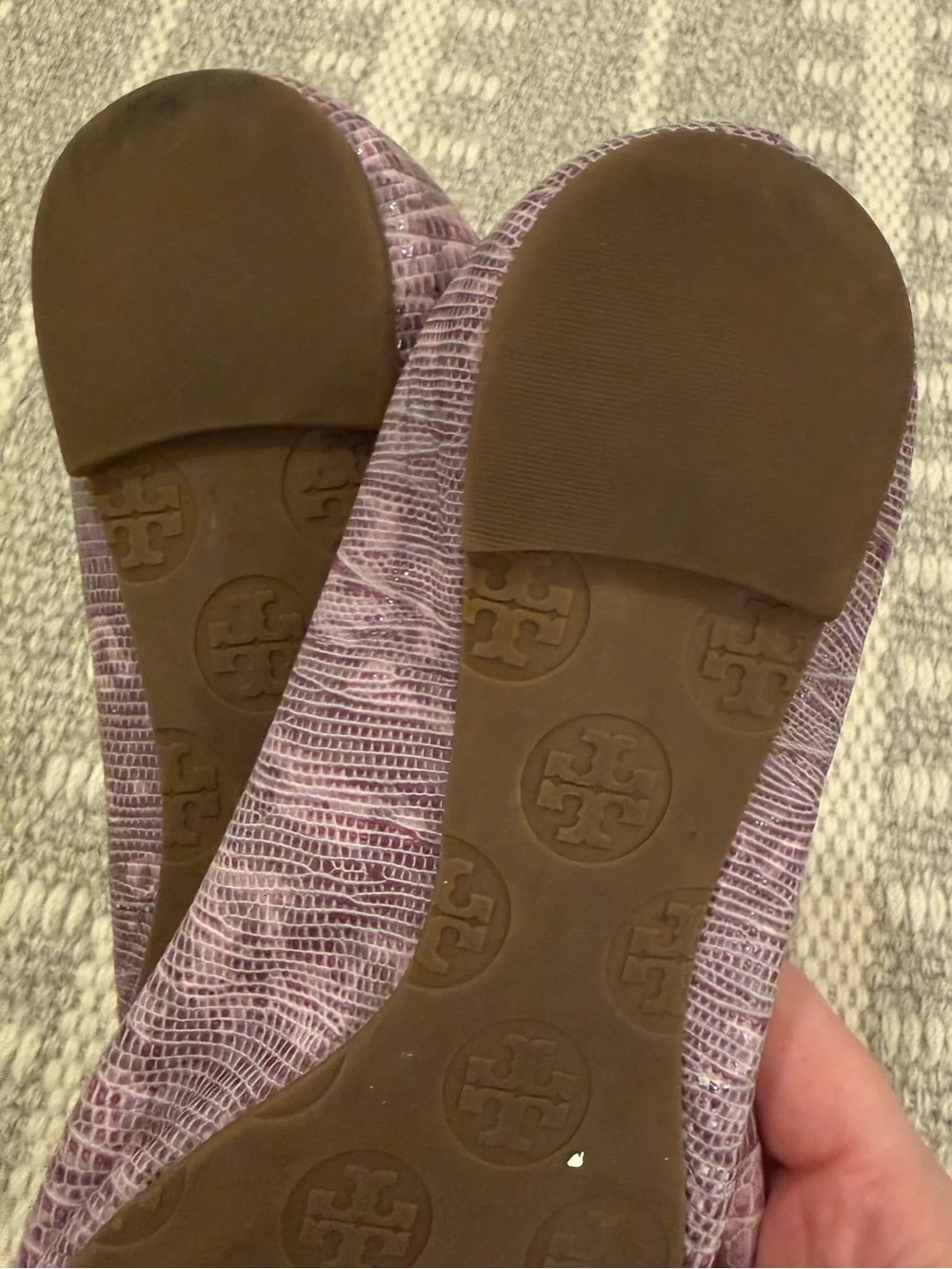 Tory Burch Size 6 Lilac Leather Logo Ballet Flats